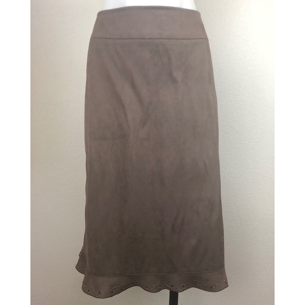Moschino Jeans Flute Skirt Brown Faux Suede Rhines